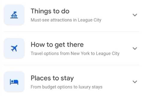Google Icons For Things To Do & Other Features Like Places To Stay